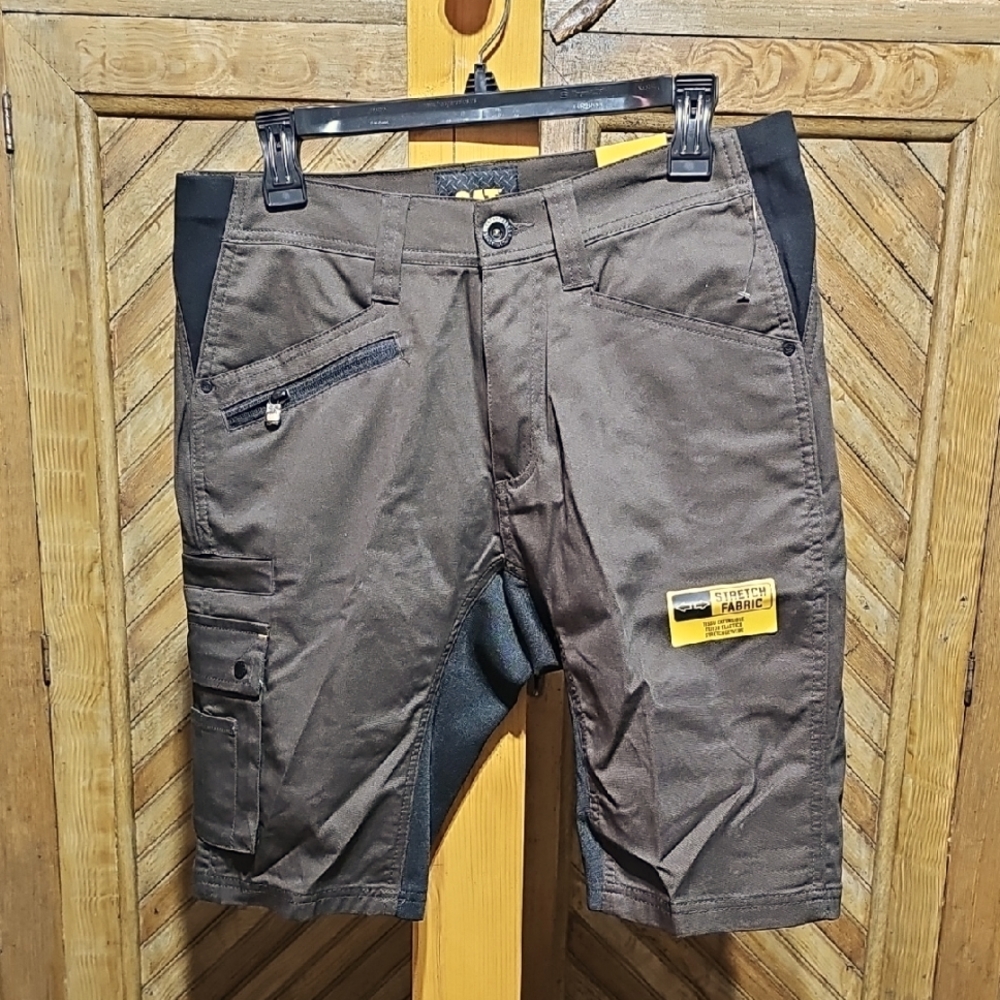 Men's Brown and Black CAT Stretch Flex Shorts